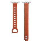 Double Stud Leather Watch Band For Apple Watch Series 8&7 45mm / SE 2&6&SE&5&4 44mm / 3&2&1 42mm(Dark Brown)