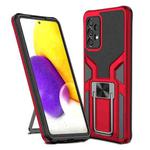 For Samsung Galaxy A72 4G / 5G Armor 2 in 1 PC + TPU Magnetic Shockproof Case with Foldable Holder(Red)