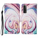 For Huawei P smart 2021 Colored Drawing Pattern Horizontal Flip Leather Case with Holder & Card Slots & Wallet & Lanyard(Whirlpool Marble)