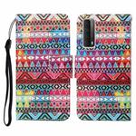 For Huawei P smart 2021 Colored Drawing Pattern Horizontal Flip Leather Case with Holder & Card Slots & Wallet & Lanyard(Tribal Ethnic Style)