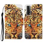 For Huawei P smart 2021 Colored Drawing Pattern Horizontal Flip Leather Case with Holder & Card Slots & Wallet & Lanyard(Yellow Leopard)