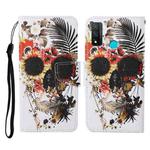 For Huawei P smart 2020 Colored Drawing Pattern Horizontal Flip Leather Case with Holder & Card Slots & Wallet & Lanyard(Flower Skull)
