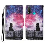 For Huawei P smart 2020 Colored Drawing Pattern Horizontal Flip Leather Case with Holder & Card Slots & Wallet & Lanyard(Starry Cat)