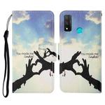 For Huawei P smart 2020 Colored Drawing Pattern Horizontal Flip Leather Case with Holder & Card Slots & Wallet & Lanyard(Love Gesture)