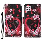 For Huawei P40 lite Colored Drawing Pattern Horizontal Flip Leather Case with Holder & Card Slots & Wallet & Lanyard(Red Heart)