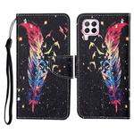 For Huawei P40 lite Colored Drawing Pattern Horizontal Flip Leather Case with Holder & Card Slots & Wallet & Lanyard(Feather)