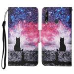 For Huawei P40 lite E Colored Drawing Pattern Horizontal Flip Leather Case with Holder & Card Slots & Wallet & Lanyard(Starry Cat)