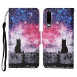 For Huawei P30 Colored Drawing Pattern Horizontal Flip Leather Case with Holder & Card Slots & Wallet & Lanyard(Starry Cat)
