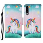 For Huawei P30 Colored Drawing Pattern Horizontal Flip Leather Case with Holder & Card Slots & Wallet & Lanyard(Rainbow Unicorn)