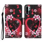 For Huawei P30 Pro Colored Drawing Pattern Horizontal Flip Leather Case with Holder & Card Slots & Wallet & Lanyard(Red Heart)