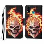 For Honor 9X Lite Colored Drawing Pattern Horizontal Flip Leather Case with Holder & Card Slots & Wallet & Lanyard(Flame Skull)