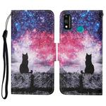 For Honor 9X Lite Colored Drawing Pattern Horizontal Flip Leather Case with Holder & Card Slots & Wallet & Lanyard(Starry Cat)