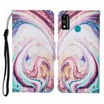 For Honor 9X Lite Colored Drawing Pattern Horizontal Flip Leather Case with Holder & Card Slots & Wallet & Lanyard(Whirlpool Marble)