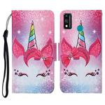 For Honor 9X Lite Colored Drawing Pattern Horizontal Flip Leather Case with Holder & Card Slots & Wallet & Lanyard(Eyelash Unicorn)