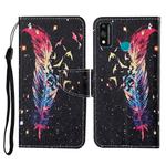 For Honor 9X Lite Colored Drawing Pattern Horizontal Flip Leather Case with Holder & Card Slots & Wallet & Lanyard(Feather)