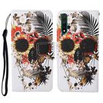 For Honor 20 Colored Drawing Pattern Horizontal Flip Leather Case with Holder & Card Slots & Wallet & Lanyard(Flower Skull)