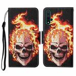 For Honor 20 Colored Drawing Pattern Horizontal Flip Leather Case with Holder & Card Slots & Wallet & Lanyard(Flame Skull)