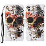 For Honor 10 Lite Colored Drawing Pattern Horizontal Flip Leather Case with Holder & Card Slots & Wallet & Lanyard(Flower Skull)