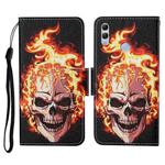 For Honor 10 Lite Colored Drawing Pattern Horizontal Flip Leather Case with Holder & Card Slots & Wallet & Lanyard(Flame Skull)