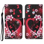 For Honor 10 Lite Colored Drawing Pattern Horizontal Flip Leather Case with Holder & Card Slots & Wallet & Lanyard(Red Heart)