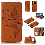 For Huawei Mate 30 Feather Pattern Litchi Texture Horizontal Flip Leather Case with Holder & Wallet & Card Slots(Brown)
