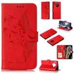 For Huawei Mate 30 Pro Feather Pattern Litchi Texture Horizontal Flip Leather Case with Holder & Wallet & Card Slots(Red)