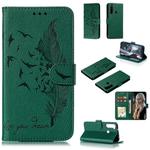 For Xiaomi Redmi Note 8 Feather Pattern Litchi Texture Horizontal Flip Leather Case with Holder & Wallet & Card Slots(Green)