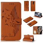 For Xiaomi Redmi Note 8 Pro Feather Pattern Litchi Texture Horizontal Flip Leather Case with Holder & Wallet & Card Slots(Brown)
