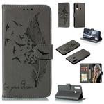 For Galaxy A20s Feather Pattern Litchi Texture Horizontal Flip Leather Case with Holder & Wallet & Card Slots(Gray)