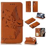 For Galaxy A20s Feather Pattern Litchi Texture Horizontal Flip Leather Case with Holder & Wallet & Card Slots(Brown)