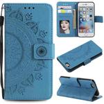 Totem Flower Embossed Horizontal Flip TPU + PU Leather Case with Holder & Card Slots & Wallet For iPhone 6(Blue)