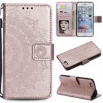 Totem Flower Embossed Horizontal Flip TPU + PU Leather Case with Holder & Card Slots & Wallet For iPhone 6(Rose Gold)