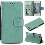 Totem Flower Embossed Horizontal Flip TPU + PU Leather Case with Holder & Card Slots & Wallet For iPhone 6 Plus(Green)