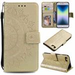 For iPhone SE 2022 / SE 2020 / 8 / 7 Totem Flower Embossed Horizontal Flip TPU + PU Leather Case with Holder & Card Slots & Wallet(Gold)