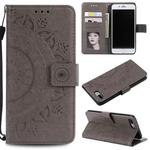 Totem Flower Embossed Horizontal Flip TPU + PU Leather Case with Holder & Card Slots & Wallet For iPhone 8 Plus / 7 Plus(Grey)