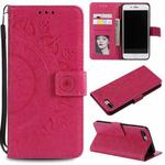 Totem Flower Embossed Horizontal Flip TPU + PU Leather Case with Holder & Card Slots & Wallet For iPhone 8 Plus / 7 Plus(Red)