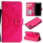 For iPhone X / XS Totem Flower Embossed Horizontal Flip TPU + PU Leather Case with Holder & Card Slots & Wallet(Red)