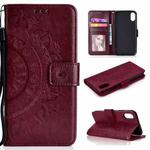 For iPhone XR Totem Flower Embossed Horizontal Flip TPU + PU Leather Case with Holder & Card Slots & Wallet(Brown)