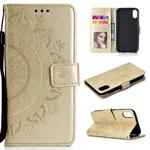 For iPhone XS Max Totem Flower Embossed Horizontal Flip TPU + PU Leather Case with Holder & Card Slots & Wallet(Gold)