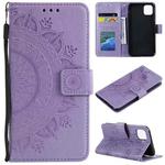 For iPhone 11 Totem Flower Embossed Horizontal Flip TPU + PU Leather Case with Holder & Card Slots & Wallet (Purple)