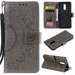 For LG Stylo 5 Totem Flower Embossed Horizontal Flip TPU + PU Leather Case with Holder & Card Slots & Wallet(Grey)