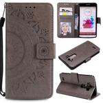 For LG G3 Totem Flower Embossed Horizontal Flip TPU + PU Leather Case with Holder & Card Slots & Wallet(Grey)