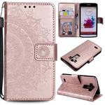 For LG G3 Totem Flower Embossed Horizontal Flip TPU + PU Leather Case with Holder & Card Slots & Wallet(Rose Gold)