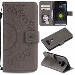 For LG G5 Totem Flower Embossed Horizontal Flip TPU + PU Leather Case with Holder & Card Slots & Wallet(Grey)