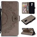 For LG G7 Totem Flower Embossed Horizontal Flip TPU + PU Leather Case with Holder & Card Slots & Wallet(Grey)