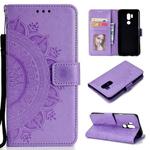 For LG G7 Totem Flower Embossed Horizontal Flip TPU + PU Leather Case with Holder & Card Slots & Wallet(Purple)