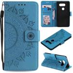 For LG G8s ThinQ Totem Flower Embossed Horizontal Flip TPU + PU Leather Case with Holder & Card Slots & Wallet(Blue)