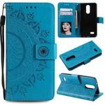 For LG K4 (2017) (US Version) Totem Flower Embossed Horizontal Flip TPU + PU Leather Case with Holder & Card Slots & Wallet(Blue)