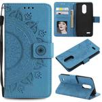 For LG K10 (2018) Totem Flower Embossed Horizontal Flip TPU + PU Leather Case with Holder & Card Slots & Wallet(Blue)