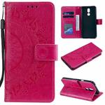 For LG K40 Totem Flower Embossed Horizontal Flip TPU + PU Leather Case with Holder & Card Slots & Wallet(Red)